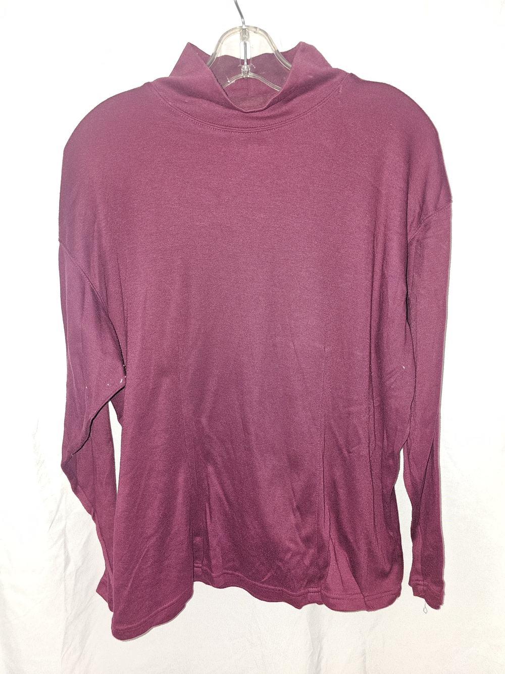 Vintage Women's Long Sleeve Mock Neck Top - Wine